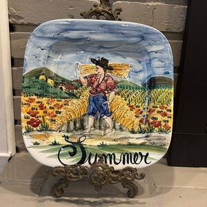 GLOBAL VIEWS ITALY "SUMMER" SQUARE PLATE/PLATTER‎ 11 1/4"